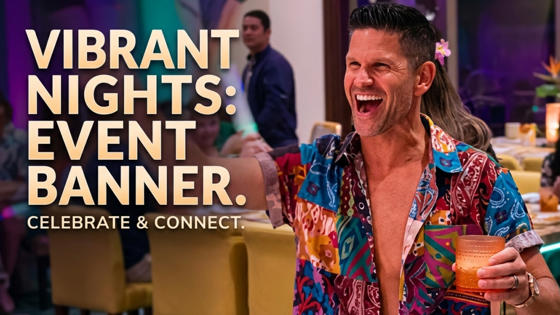 Danny Booko wearing a vibrant multicolor patchwork paisley shirt from The Valley S03 featuring bohemian resort-style design and Cuban collar