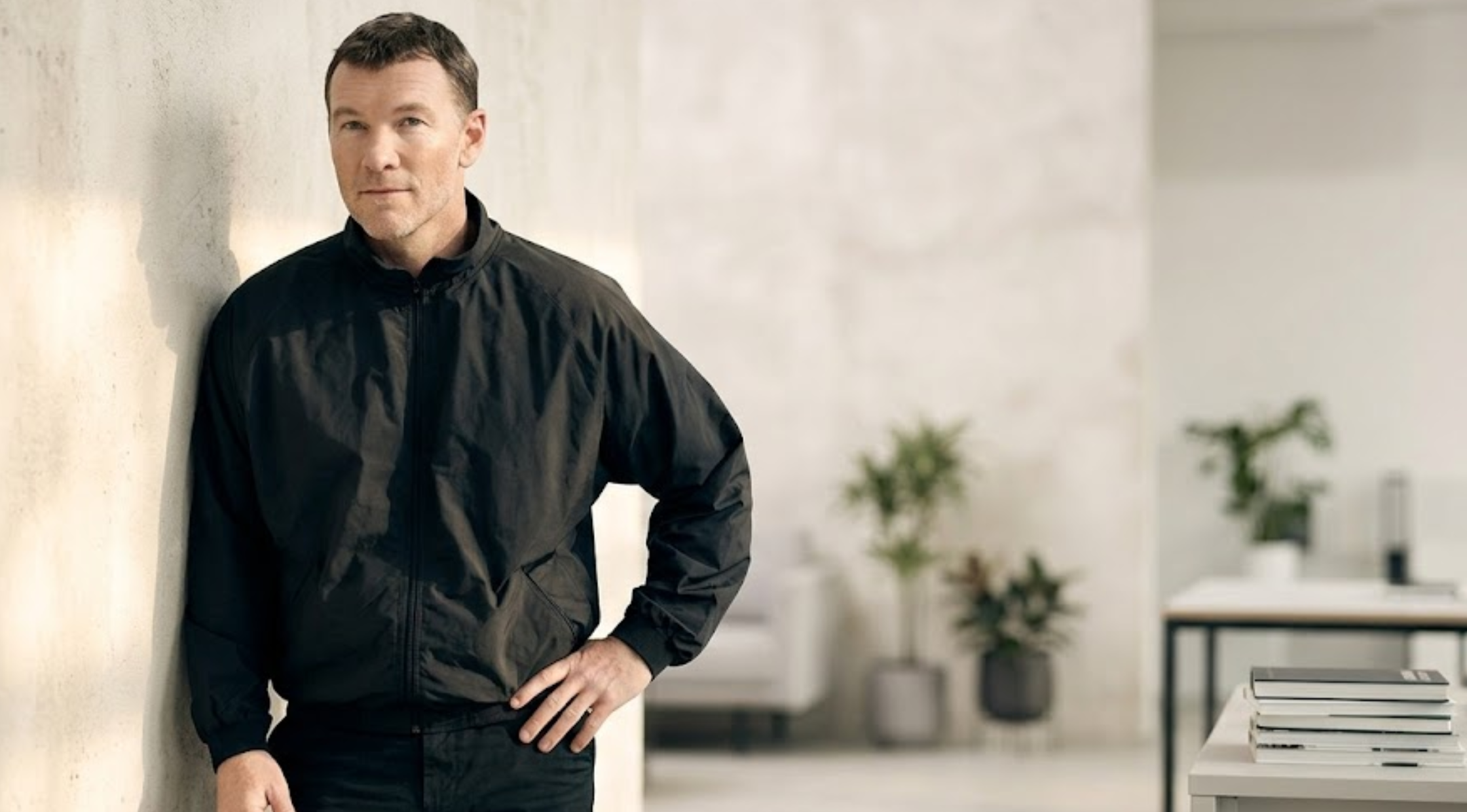 David Burroughs I Will Find You Promo Black Bomber Jacket with Stand Collar and Full Zip Front