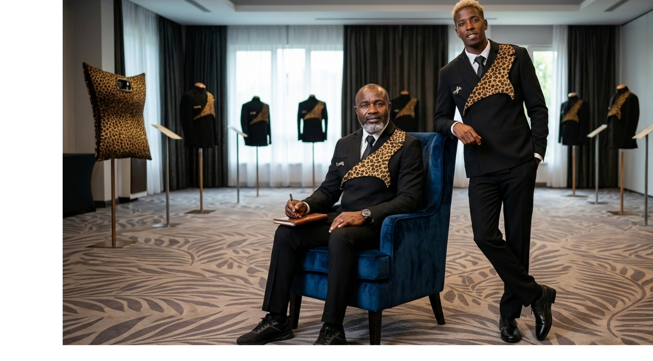 DR Congo FIFA World Cup 2026 Léopard Suit with asymmetrical leopard-print shoulder panel and tailored black blazer