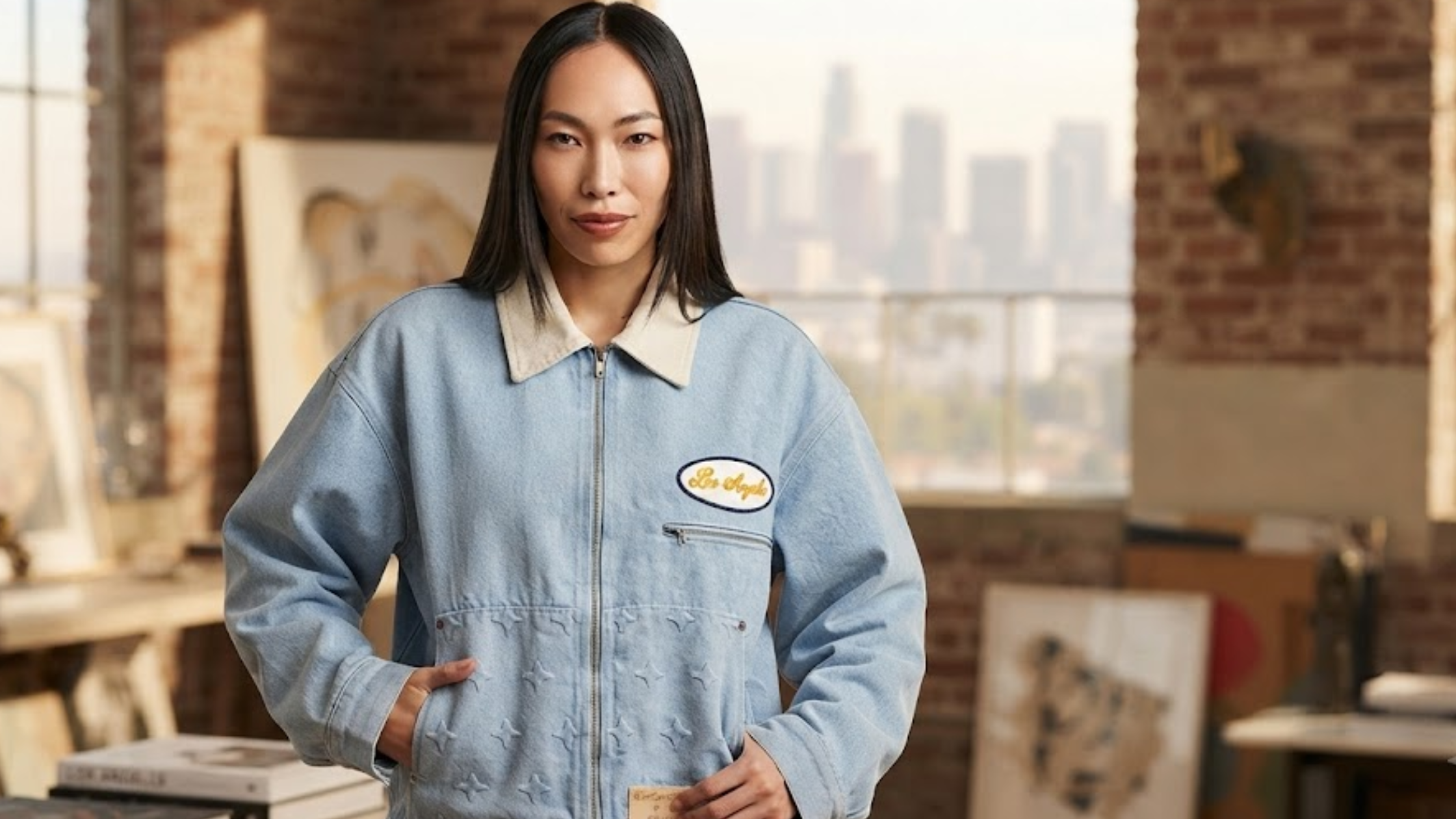 LA Galaxy Blue Zip-Up Denim Jacket with Los Angeles Patch and Embroidered Back