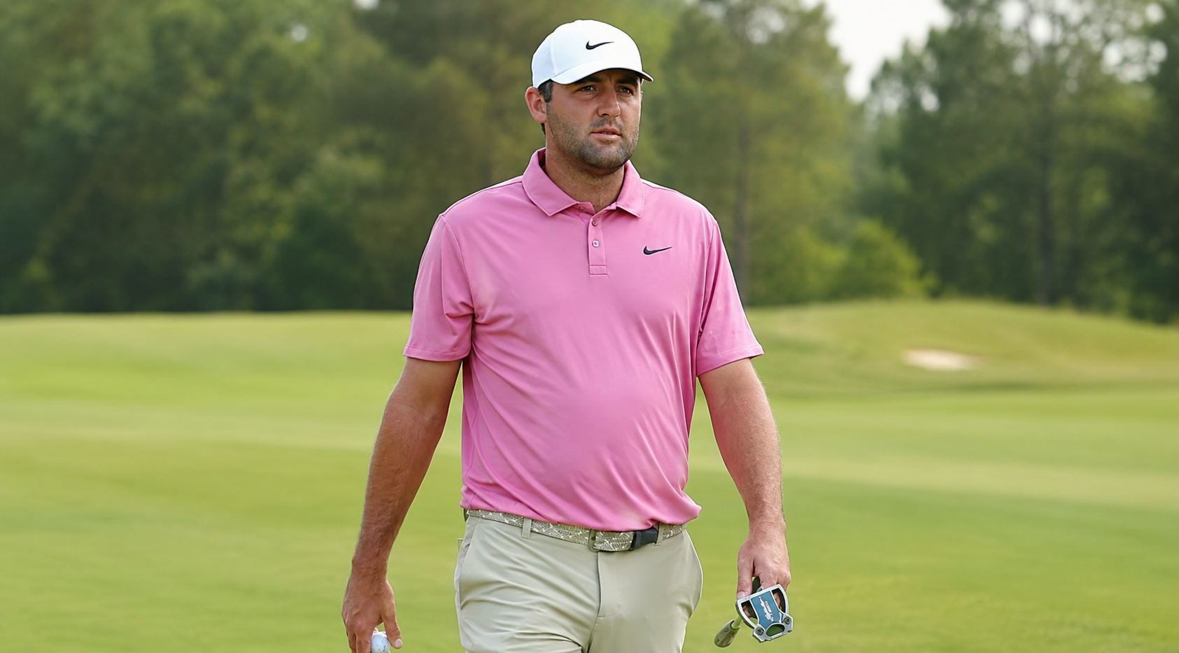 Scottie Scheffler Travelers Championship 2026 Pink Performance Golf Polo Shirt