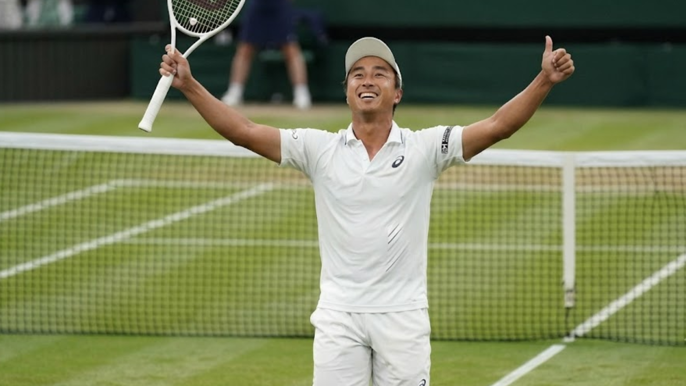 Shintaro Mochizuki Wimbledon Championships 2026 White Tennis Polo Shirt with Black Asics Logo