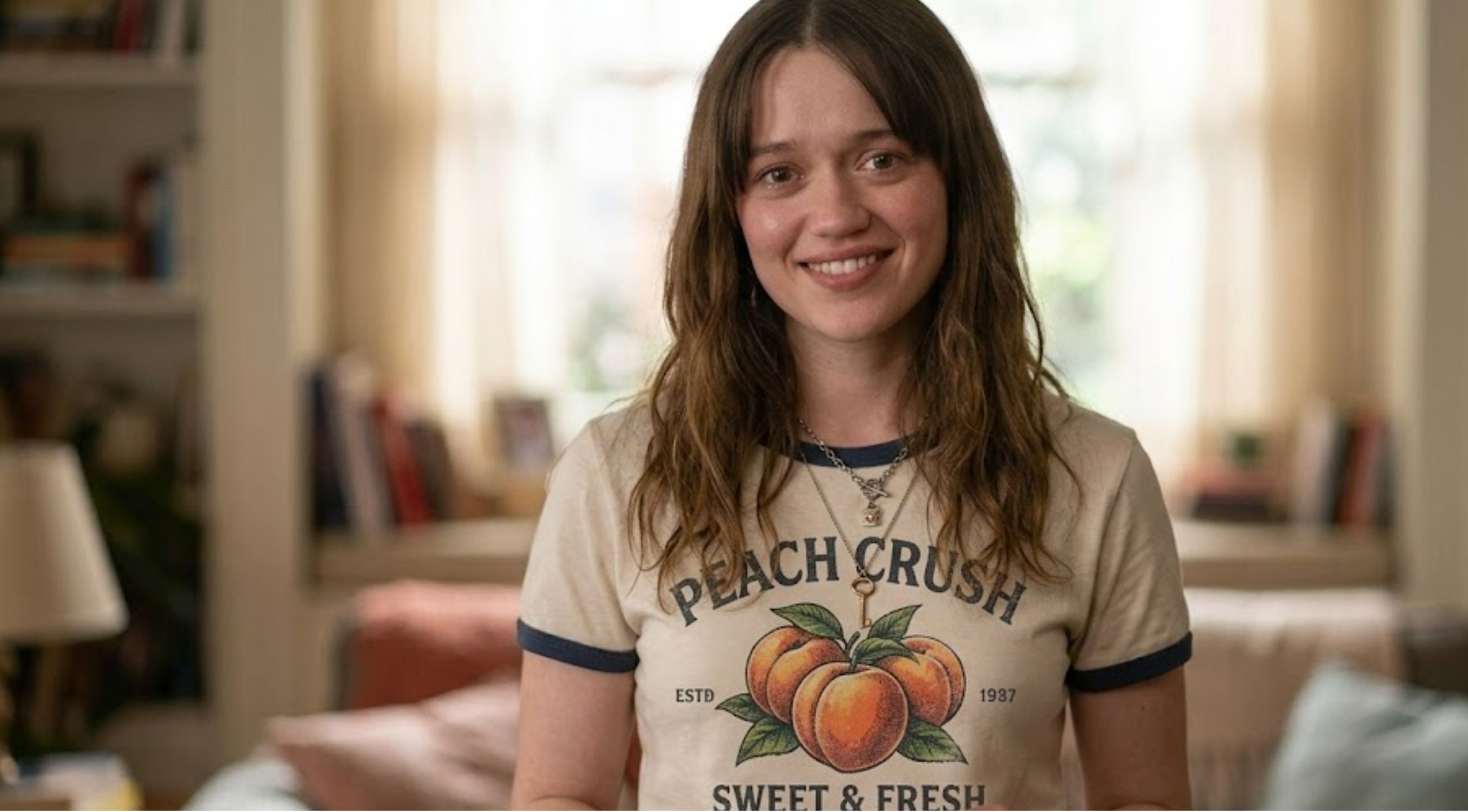 How to Style the Daddy Issues S02 Aimee Lou Wood Peach Crush Graphic Tee for a Retro Look